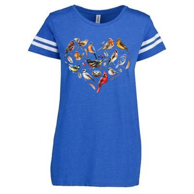 Forest Bird Heart Watching Cardinal Goldfinch Wren Chickadee Enza Ladies Jersey Football T-Shirt