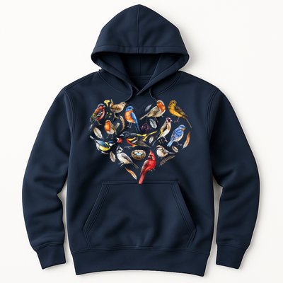 Forest Bird Heart Watching Cardinal Goldfinch Wren Chickadee Hoodie