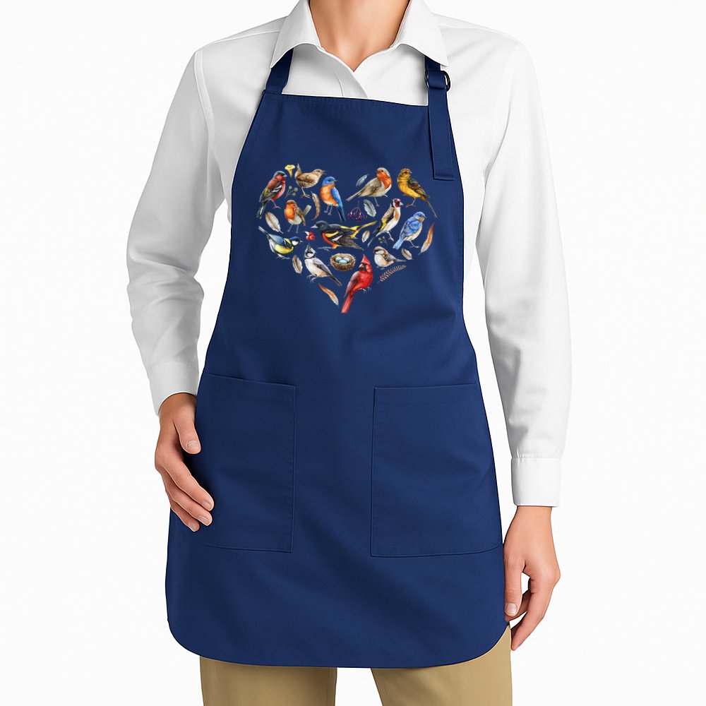 Forest Bird Heart Watching Cardinal Goldfinch Wren Chickadee Apron