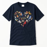 Forest Bird Heart Watching Cardinal Goldfinch Wren Chickadee Tall T-Shirt