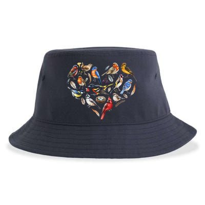 Forest Bird Heart Watching Cardinal Goldfinch Wren Chickadee Sustainable Bucket Hat