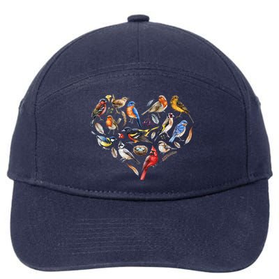 Forest Bird Heart Watching Cardinal Goldfinch Wren Chickadee 7-Panel Snapback Hat