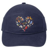 Forest Bird Heart Watching Cardinal Goldfinch Wren Chickadee 7-Panel Snapback Hat