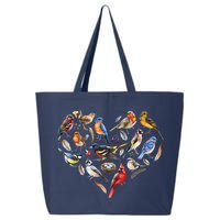 Forest Bird Heart Watching Cardinal Goldfinch Wren Chickadee 25L Jumbo Tote