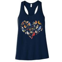 Forest Bird Heart Watching Cardinal Goldfinch Wren Chickadee Womens Tank Top
