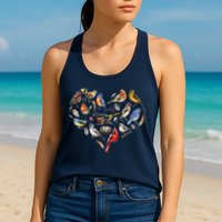 Forest Bird Heart Watching Cardinal Goldfinch Wren Chickadee Womens Tank Top