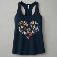 Forest Bird Heart Watching Cardinal Goldfinch Wren Chickadee Womens Tank Top