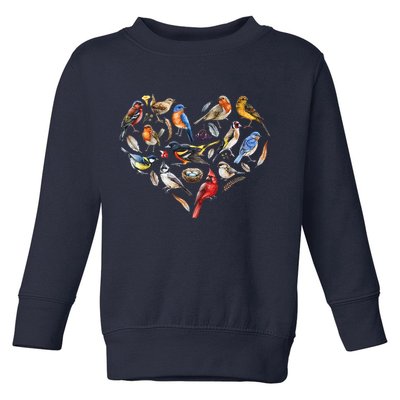 Forest Bird Heart Watching Cardinal Goldfinch Wren Chickadee Toddler Sweatshirt