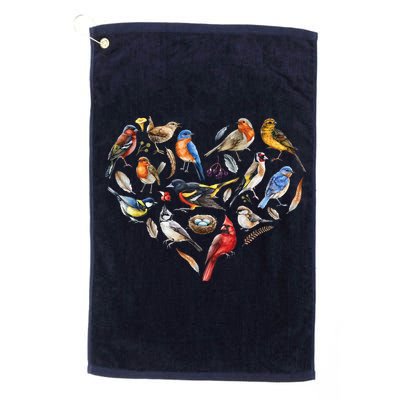 Forest Bird Heart Watching Cardinal Goldfinch Wren Chickadee Golf Towel