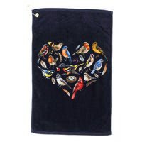 Forest Bird Heart Watching Cardinal Goldfinch Wren Chickadee Golf Towel