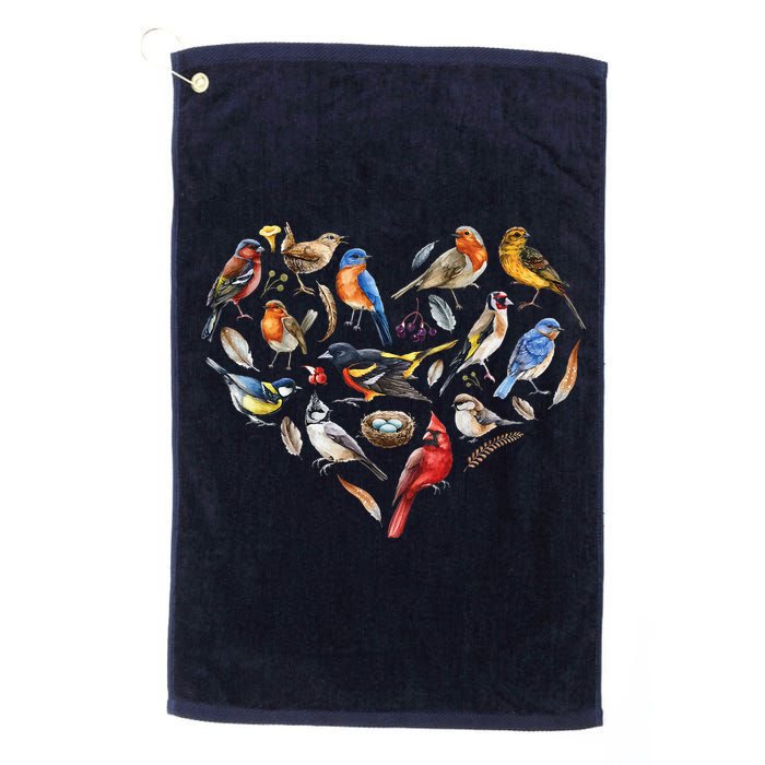 Forest Bird Heart Watching Cardinal Goldfinch Wren Chickadee Golf Towel