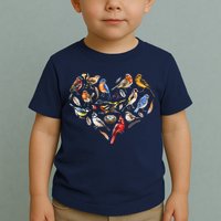 Forest Bird Heart Watching Cardinal Goldfinch Wren Chickadee Toddler T-Shirt