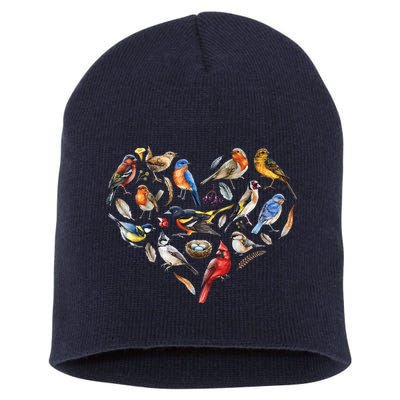 Forest Bird Heart Watching Cardinal Goldfinch Wren Chickadee Short Acrylic Beanie