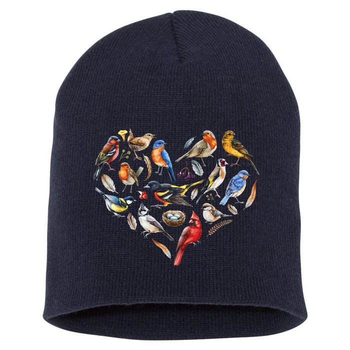 Forest Bird Heart Watching Cardinal Goldfinch Wren Chickadee Short Acrylic Beanie