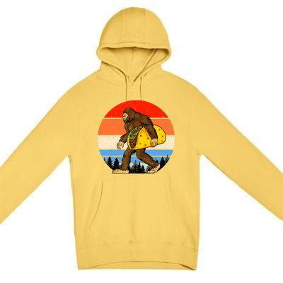 Funny Bigfoot Holding A Taco Gift Funny Taco Gift Premium Pullover Hoodie