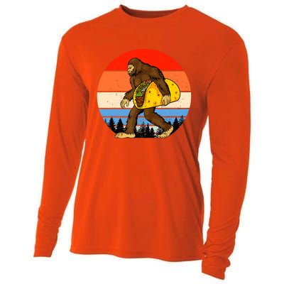 Funny Bigfoot Holding A Taco Gift Funny Taco Gift Cooling Performance Long Sleeve Crew