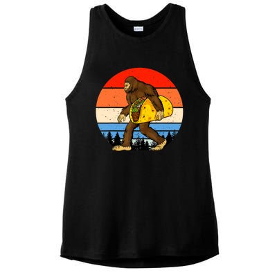 Funny Bigfoot Holding A Taco Gift Funny Taco Gift Ladies PosiCharge Tri-Blend Wicking Tank