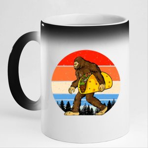 Funny Bigfoot Holding A Taco Gift Funny Taco Gift 11oz Black Color Changing Mug