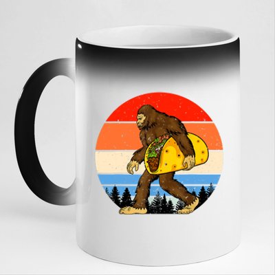 Funny Bigfoot Holding A Taco Gift Funny Taco Gift 11oz Black Color Changing Mug