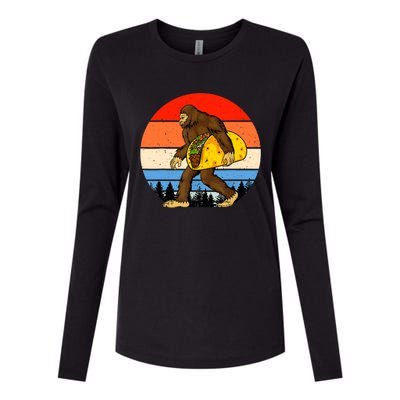 Funny Bigfoot Holding A Taco Gift Funny Taco Gift Womens Cotton Relaxed Long Sleeve T-Shirt