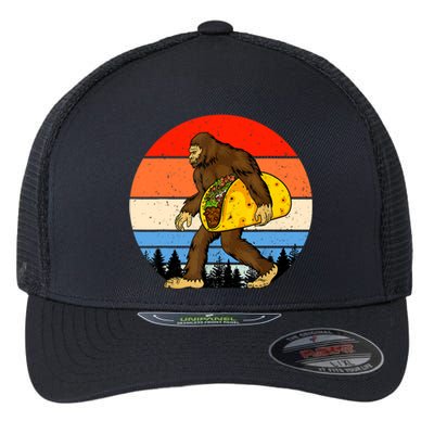 Funny Bigfoot Holding A Taco Gift Funny Taco Gift Flexfit Unipanel Trucker Cap