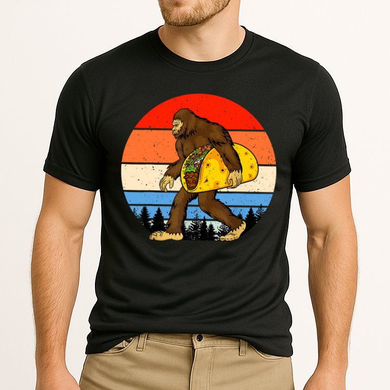 Funny Bigfoot Holding A Taco Gift Funny Taco Gift Cooling Performance Crew T-Shirt