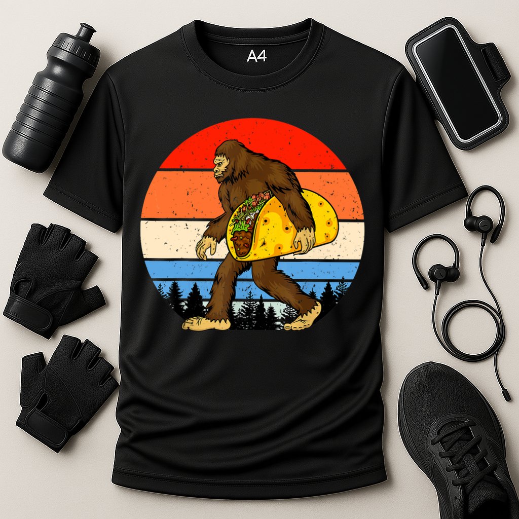 Funny Bigfoot Holding A Taco Gift Funny Taco Gift Cooling Performance Crew T-Shirt