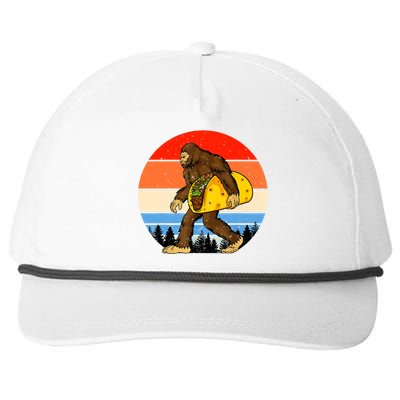 Funny Bigfoot Holding A Taco Gift Funny Taco Gift Snapback Five-Panel Rope Hat