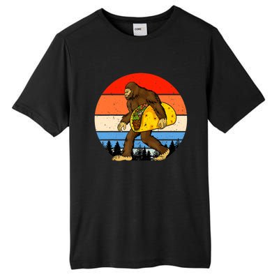 Funny Bigfoot Holding A Taco Gift Funny Taco Gift Tall Fusion ChromaSoft Performance T-Shirt