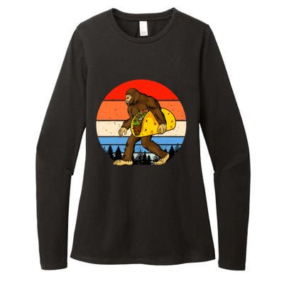 Funny Bigfoot Holding A Taco Gift Funny Taco Gift Womens CVC Long Sleeve Shirt