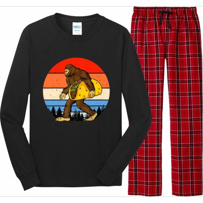 Funny Bigfoot Holding A Taco Gift Funny Taco Gift Long Sleeve Pajama Set