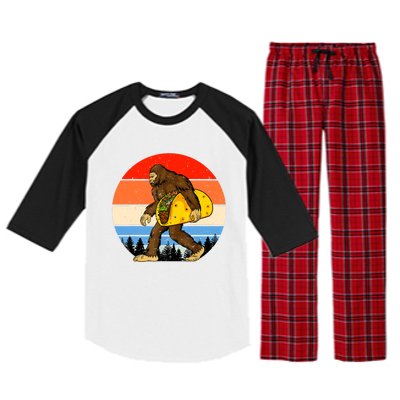 Funny Bigfoot Holding A Taco Gift Funny Taco Gift Raglan Sleeve Pajama Set