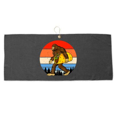 Funny Bigfoot Holding A Taco Gift Funny Taco Gift Large Microfiber Waffle Golf Towel