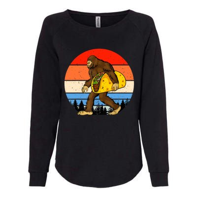 Funny Bigfoot Holding A Taco Gift Funny Taco Gift Womens California Wash Sweatshirt