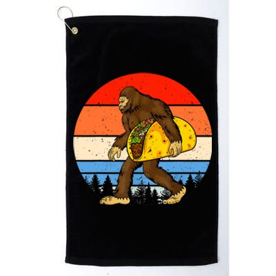 Funny Bigfoot Holding A Taco Gift Funny Taco Gift Platinum Collection Golf Towel