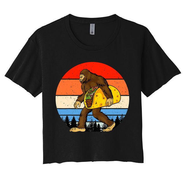 Funny Bigfoot Holding A Taco Gift Funny Taco Gift Crop Top