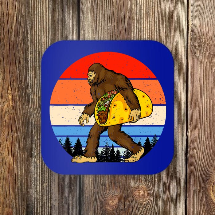 Funny Bigfoot Holding A Taco Gift Funny Taco Gift Coaster