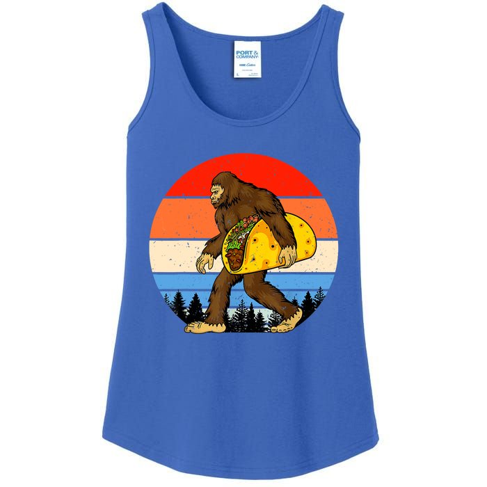 Funny Bigfoot Holding A Taco Gift Funny Taco Gift Ladies Essential Tank