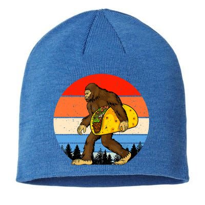 Funny Bigfoot Holding A Taco Gift Funny Taco Gift Sustainable Beanie