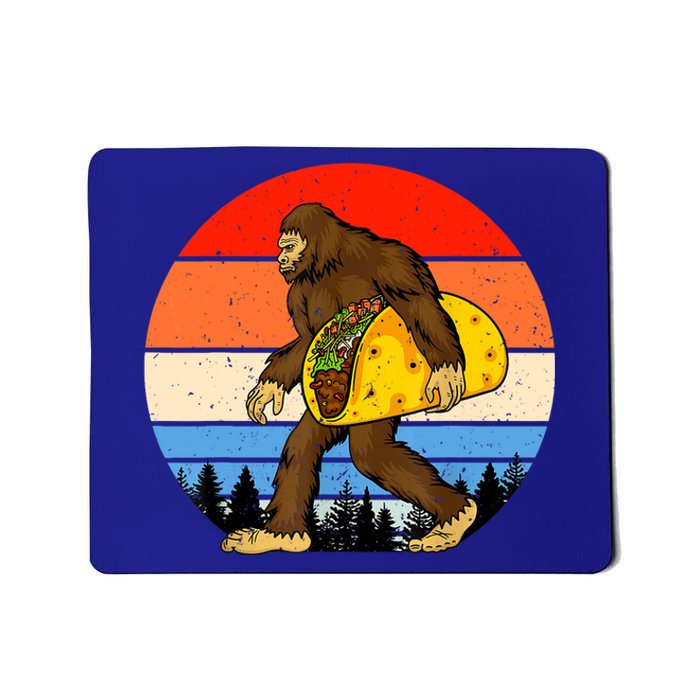 Funny Bigfoot Holding A Taco Gift Funny Taco Gift Mousepad