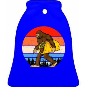 Funny Bigfoot Holding A Taco Gift Funny Taco Gift Ceramic Bell Ornament