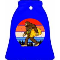 Funny Bigfoot Holding A Taco Gift Funny Taco Gift Ceramic Bell Ornament