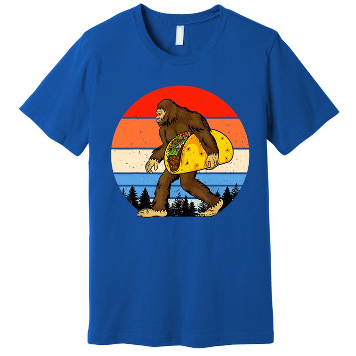 Funny Bigfoot Holding A Taco Gift Funny Taco Gift Premium T-Shirt