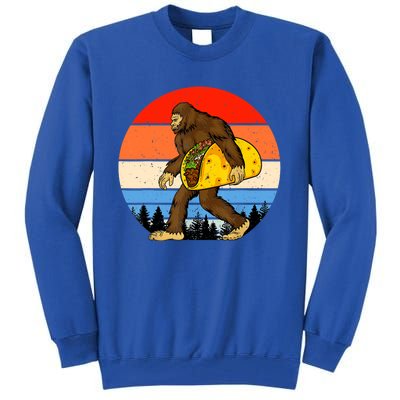 Funny Bigfoot Holding A Taco Gift Funny Taco Gift Tall Sweatshirt