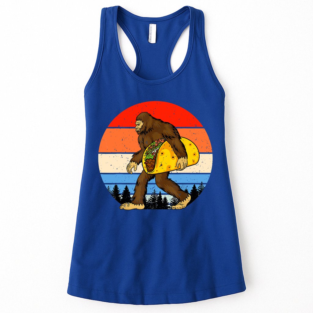 Funny Bigfoot Holding A Taco Gift Funny Taco Gift Womens Tank Top