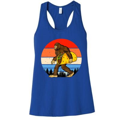 Funny Bigfoot Holding A Taco Gift Funny Taco Gift Women's Racerback Tank