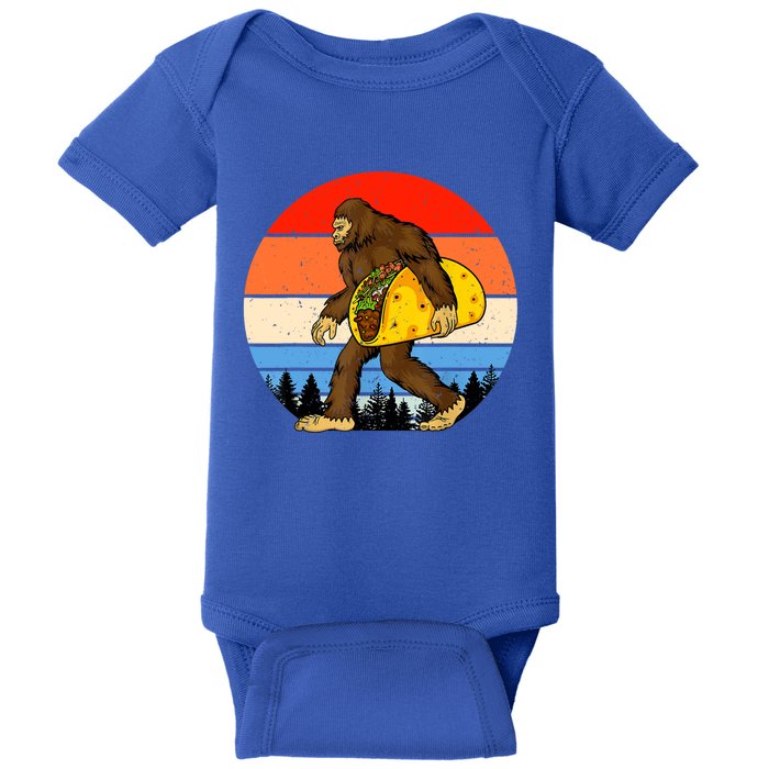 Funny Bigfoot Holding A Taco Gift Funny Taco Gift Baby Bodysuit