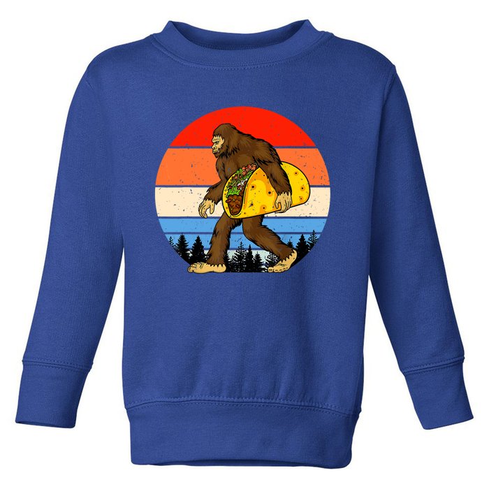 Funny Bigfoot Holding A Taco Gift Funny Taco Gift Toddler Sweatshirt