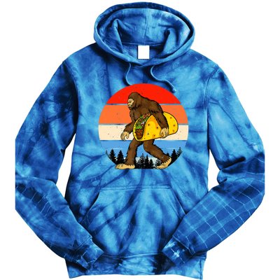 Funny Bigfoot Holding A Taco Gift Funny Taco Gift Tie Dye Hoodie