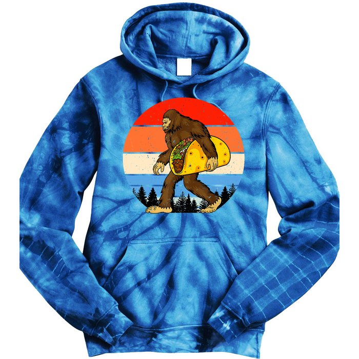 Funny Bigfoot Holding A Taco Gift Funny Taco Gift Tie Dye Hoodie